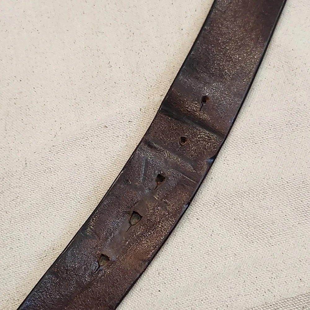Express Men's Brown Leather Belt Size 36 Made in Italy Silver Tone Buckle Y2k